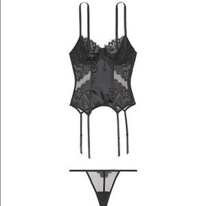 NWT Victoria Secret Black Lace Corset Lingerie